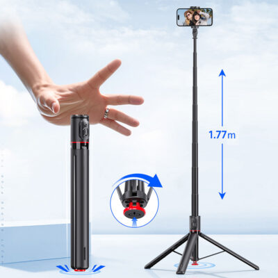 Versatile 8-section aluminum tripod with adjustable height